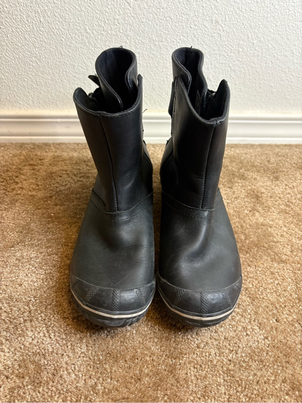 Sorel Black Women's Mid-Calf Leather Winter Boots
